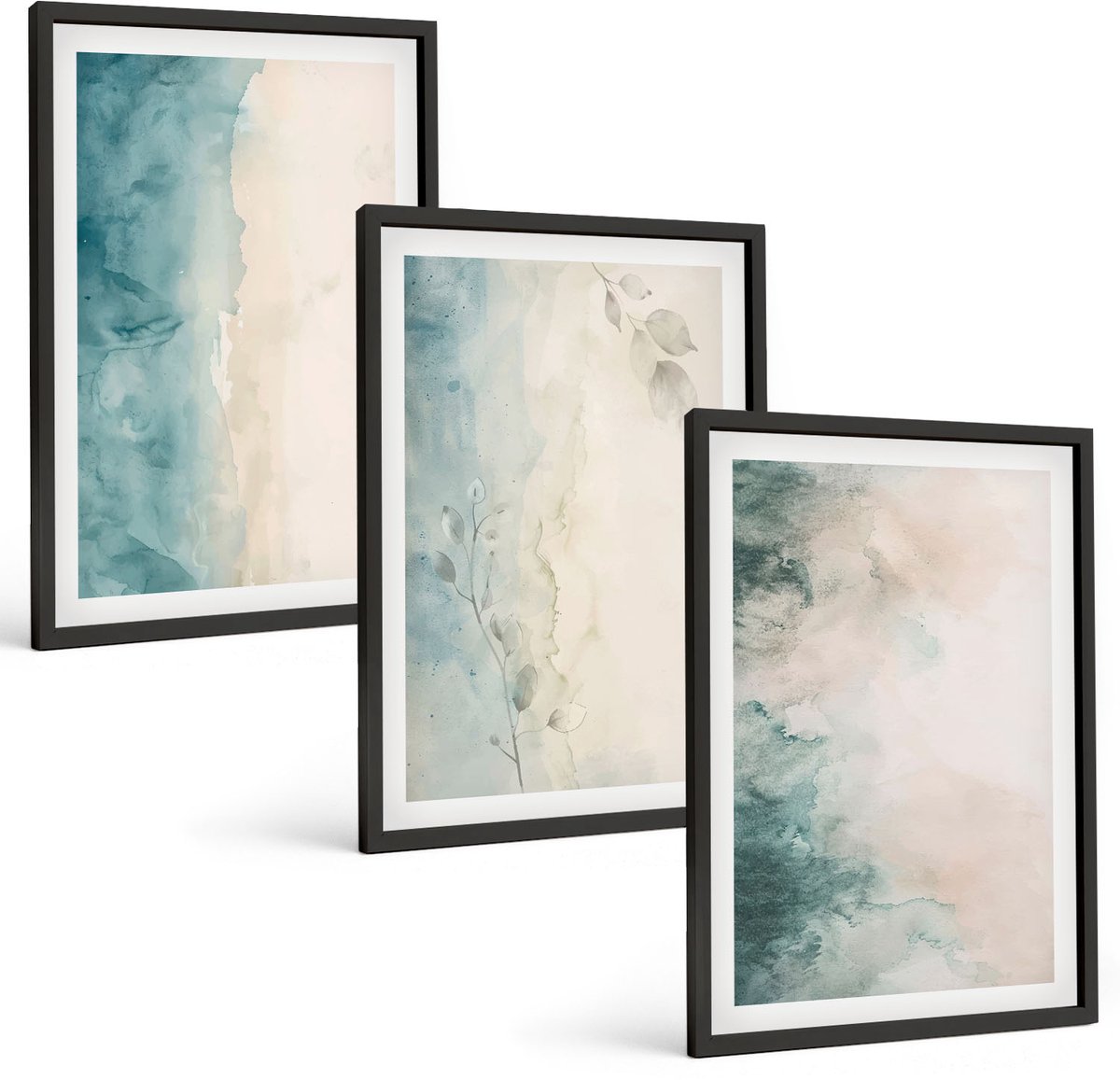 Tulup 4-Delige Schilderij Set - Aquarellen op canvas in minimalistische stijl - 40 x 60 cm - Stijlvolle Muurdecoratie - Slaapkamer