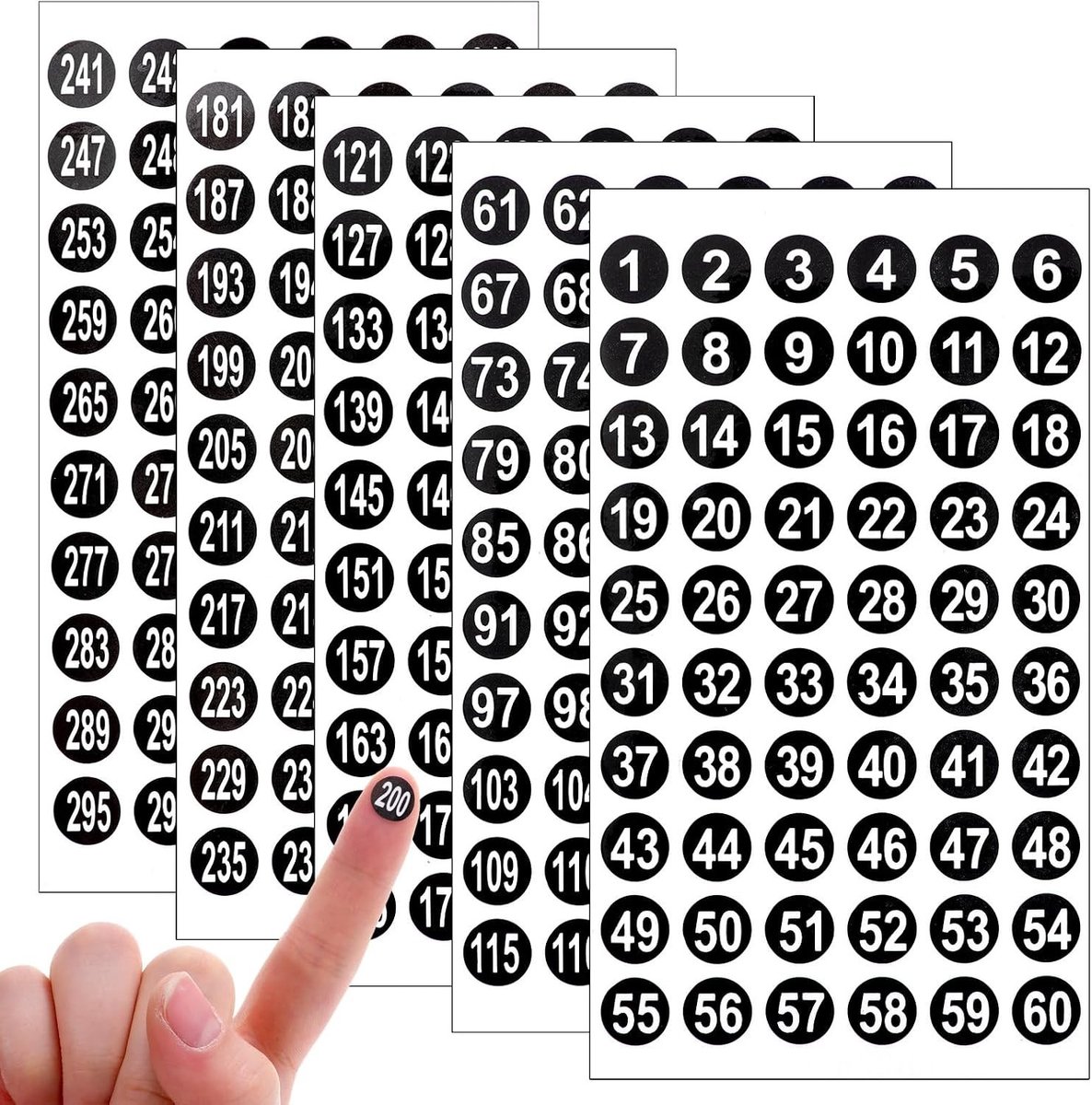 Nummerstickers - Zwart - Diameter 1 cm - Zelfklevende Cijferstickers voor Organisatie en Inventaris