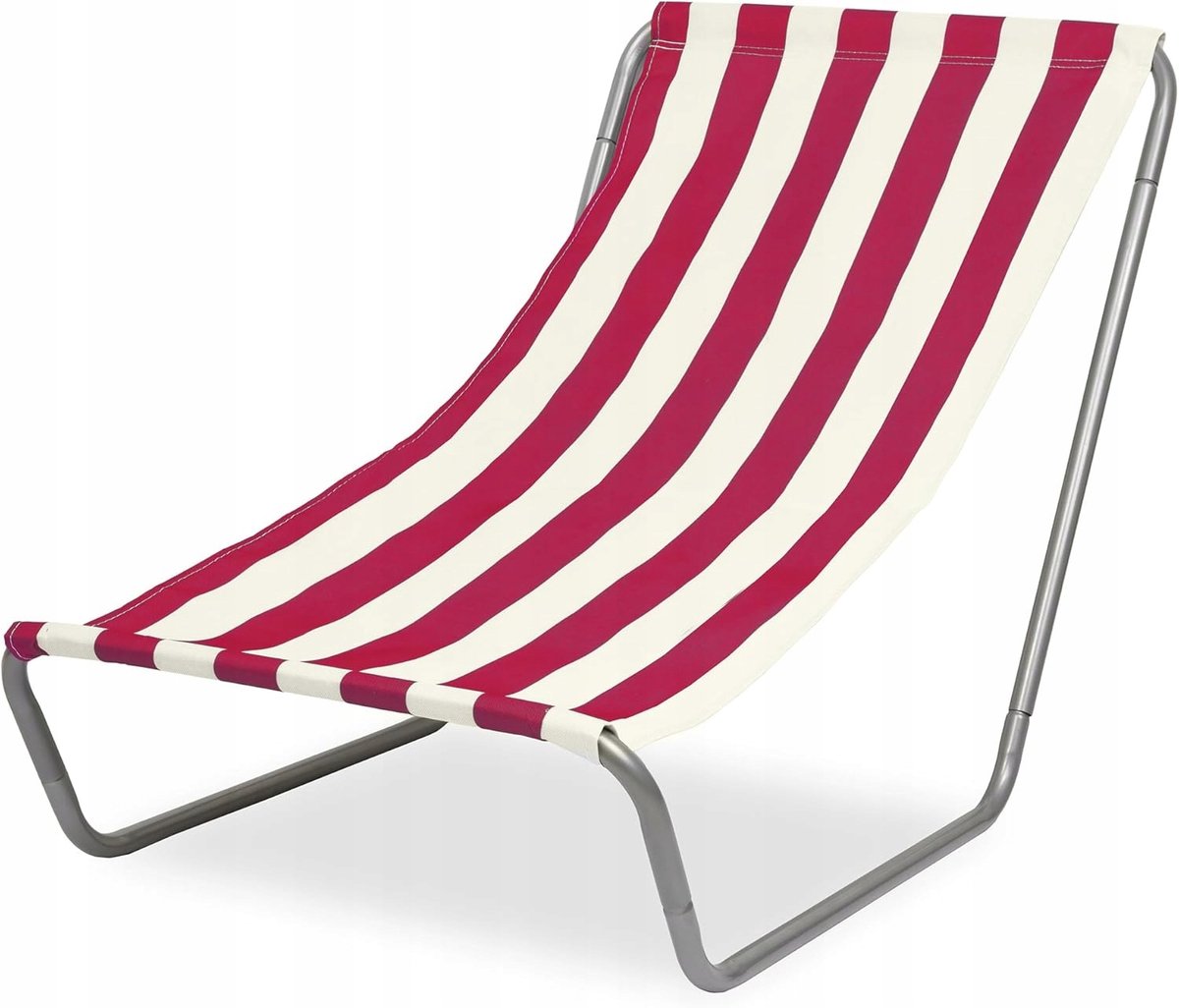 Lichtgewicht Tuinligstoel - Rood/Beige Gestreept, Opvouwbaar