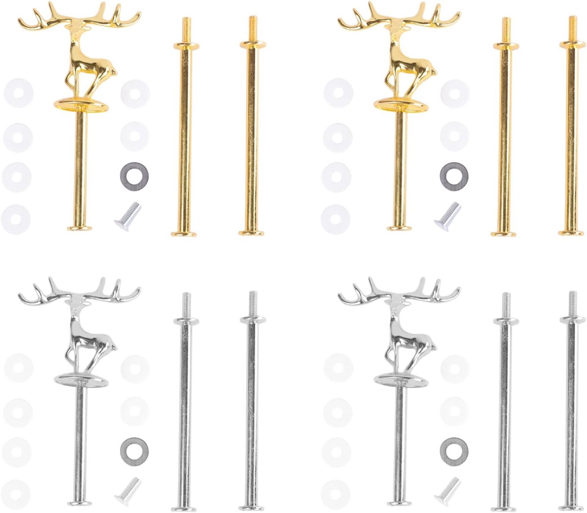 Set of 4 Stand Tongs, Metal Rod Set, 2 to 3 Floors, Set of 4 Floors, Stand for Wedding Cake, Cake Holder, Cake Stand - ShopVlot