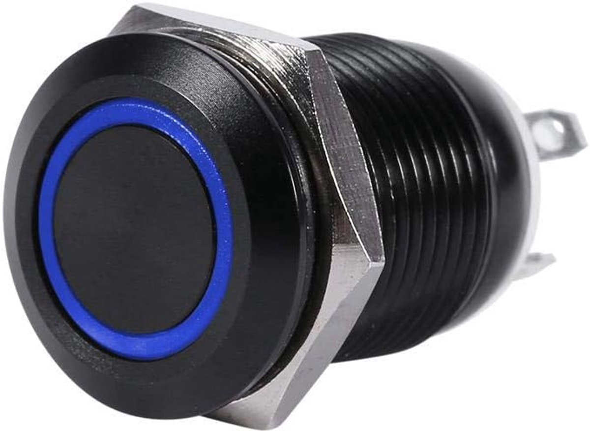 Push Button Switch 12mm Currently V LED For Car Light Switch Metal On Off Latching (Blue) Interruptor Instantané 12V - ShopVlot