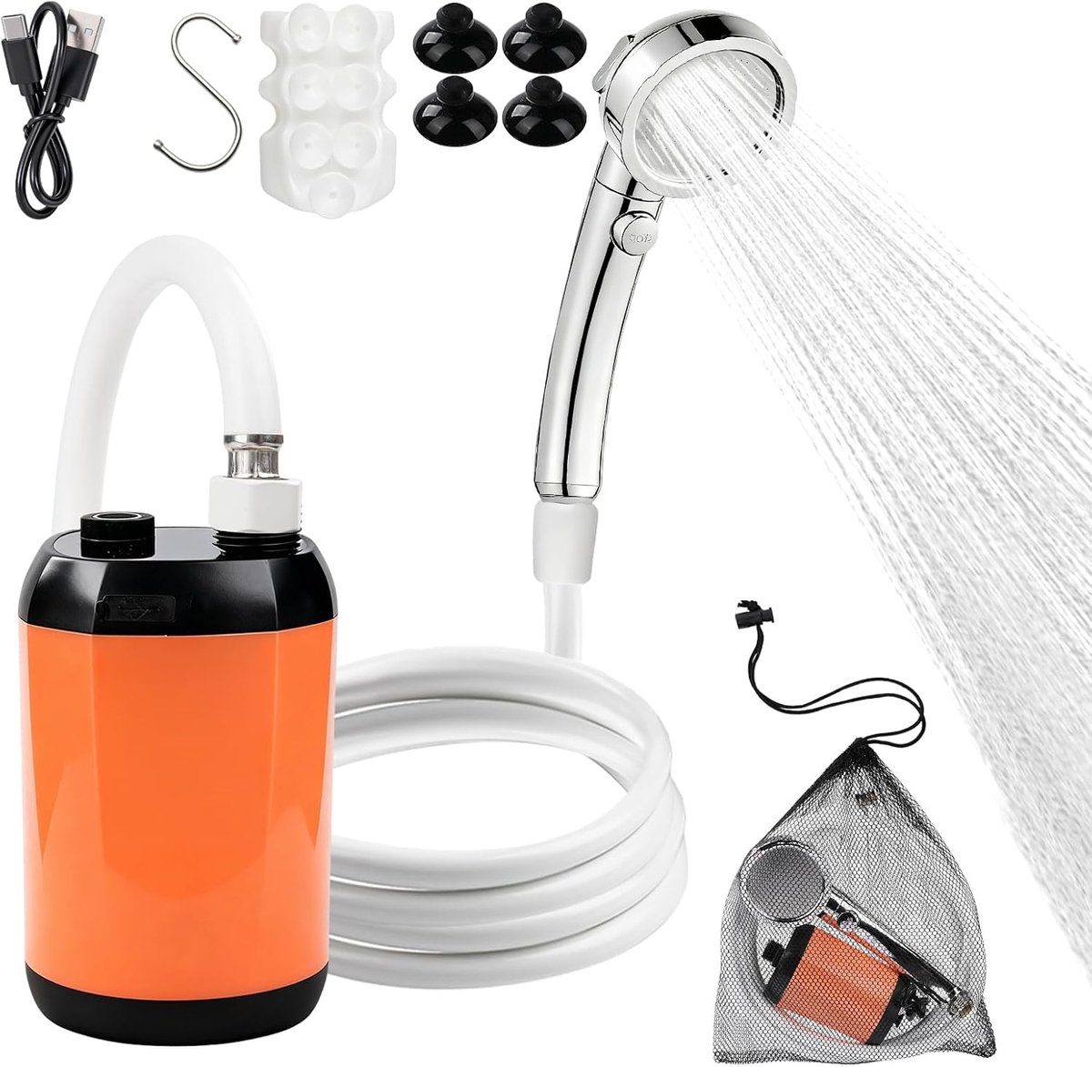 Intelligente weergave, verstelbare zelfaanzuigende waterpomp met twee snelheden en accessoires voor doucheslang - ShopVlot
