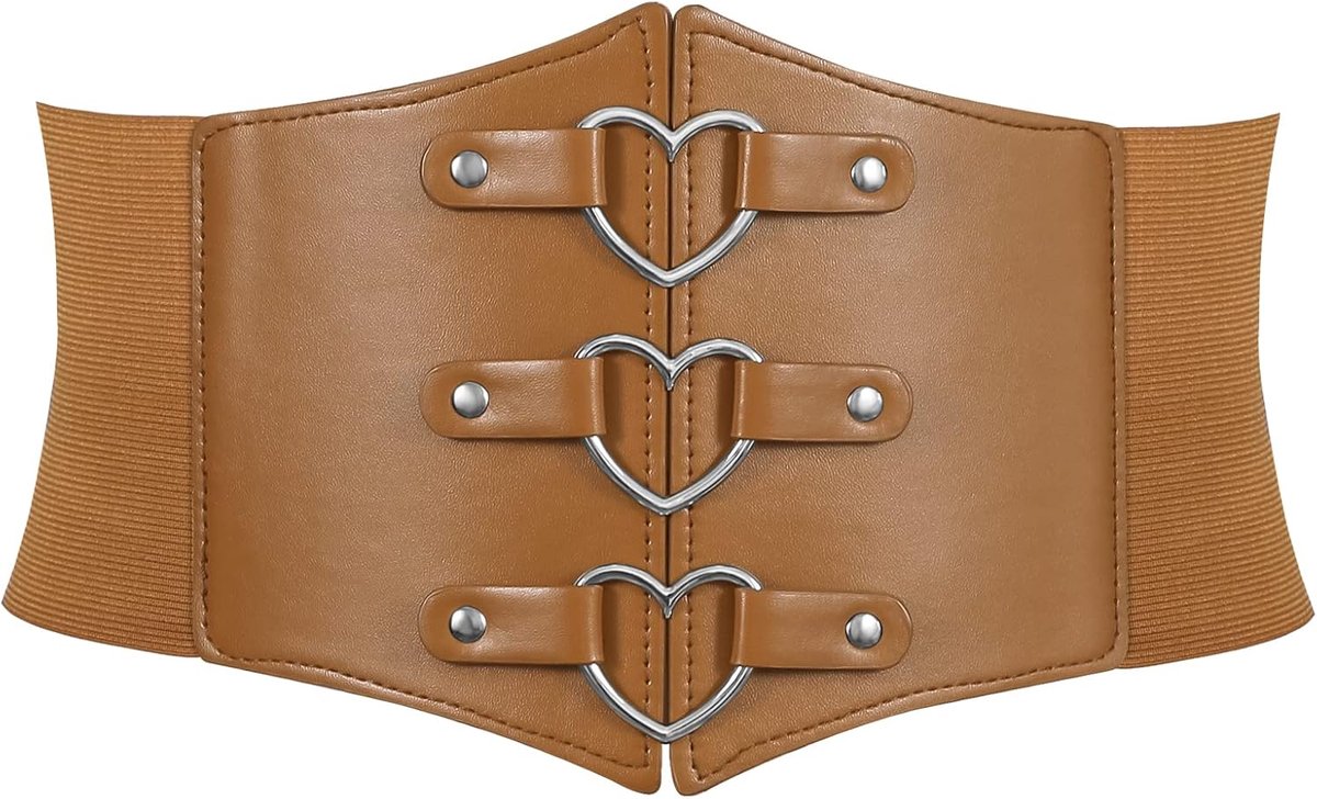 LEACOOLKEY Women's Corset Belt, Wide Elastic Waspy Belt for Halloween Costumes, Lace Up Belt with Cinch Waistband for - ShopVlot