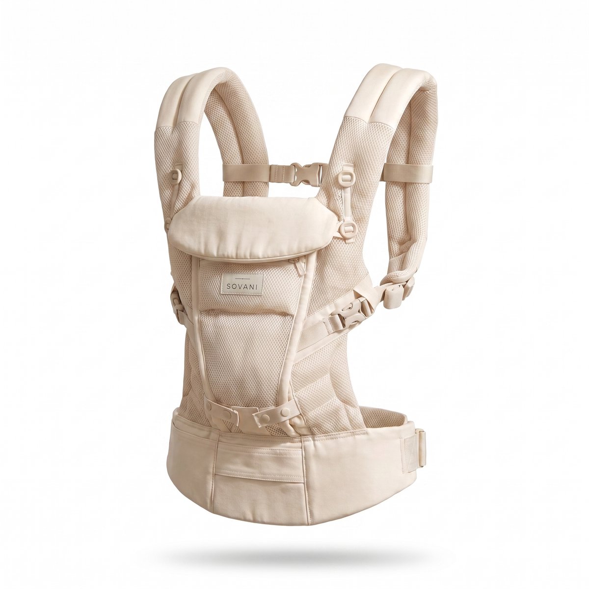 Sovani Adapt - Draagzak - Ergonomische Baby Draagzak 0-36mnd - Luxe Buikdrager tot 15 kg - OEKO-TEX Katoen - Handsfree Comfort - Met Rugsteun - Beige