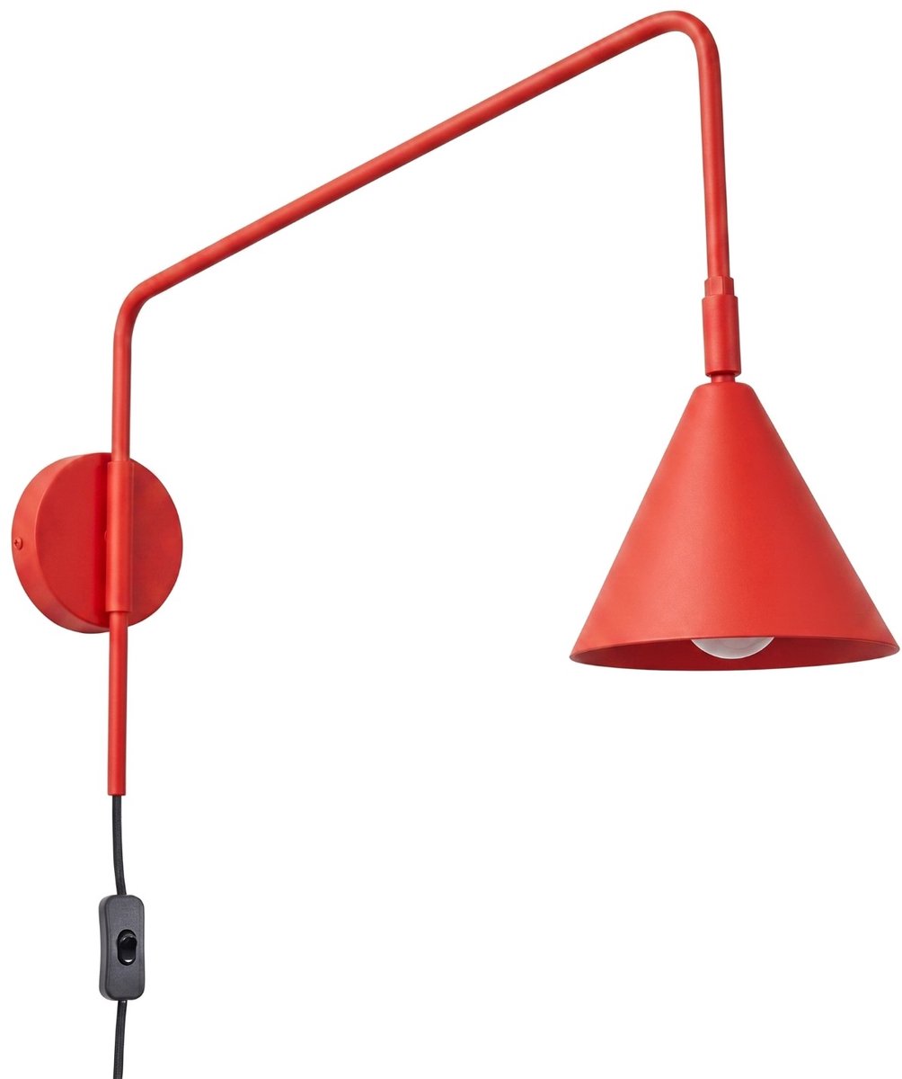 Sollux Lighting Wandlamp Nox - E14 - rood - staal - 14x61x30cm