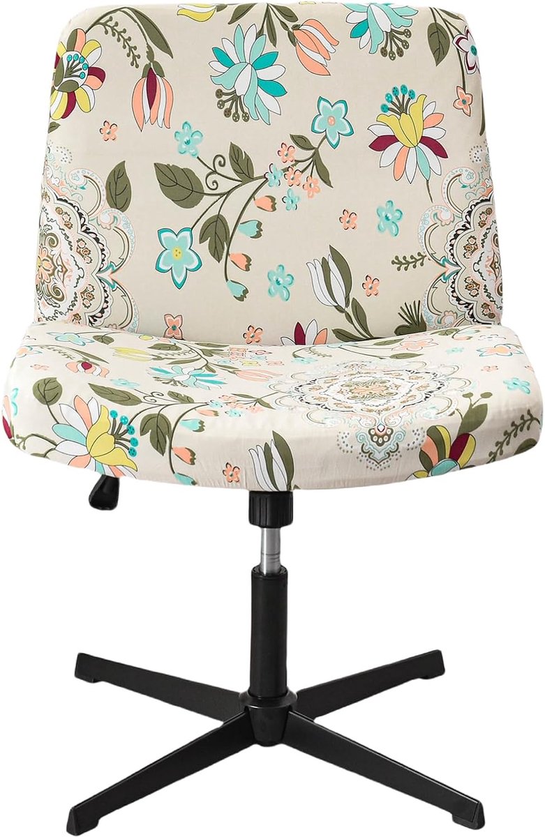 SnelShoppen - Moderne Decoratieve Computer Bureau Stoelcovers Bloemenprint Voor Stoelen Zonder Armleuningen - Wasbare Polyester - Comfortabel en Duurz