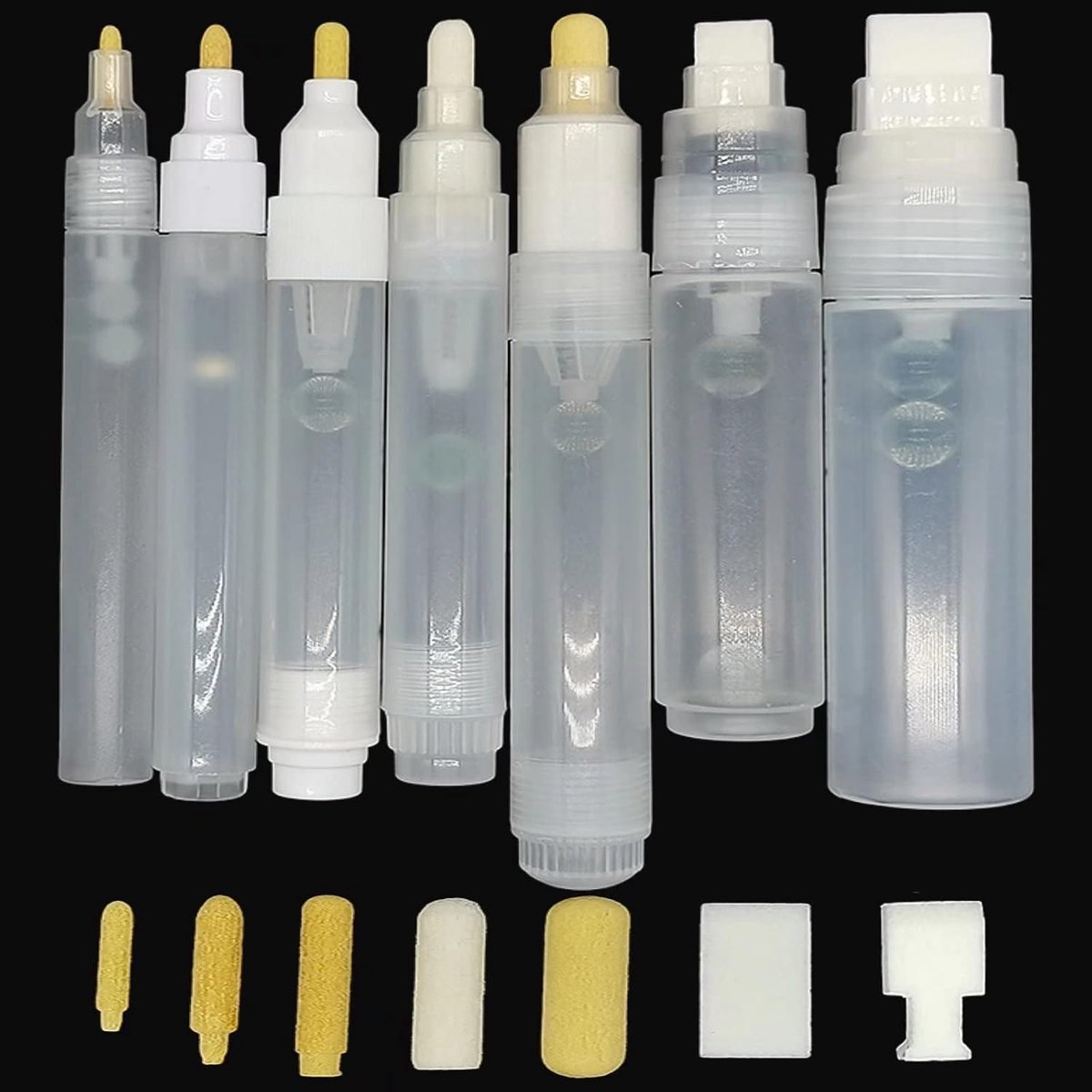 14 Pcs Refillable Paint Marker Set, 7 Pcs Empty Refill Paint Pens & 7 Pcs Navultip Replacement for Acrylic Art - ShopVlot
