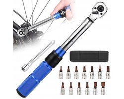 Momentsleutel Set - Momentsleutel Fiets - Draaimomentsleutel met Inbus & Torx Bits - 1/4" - 100 mm Verlengstuk - 2-24 Nm - ±3% Precisie - Voor Motor & Mountainbike & Racefiets
