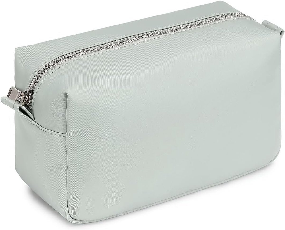 Light makeup bag with ring closure, perfect travel makeup bag for women, Grey/Nylon, Simple - ShopVlot