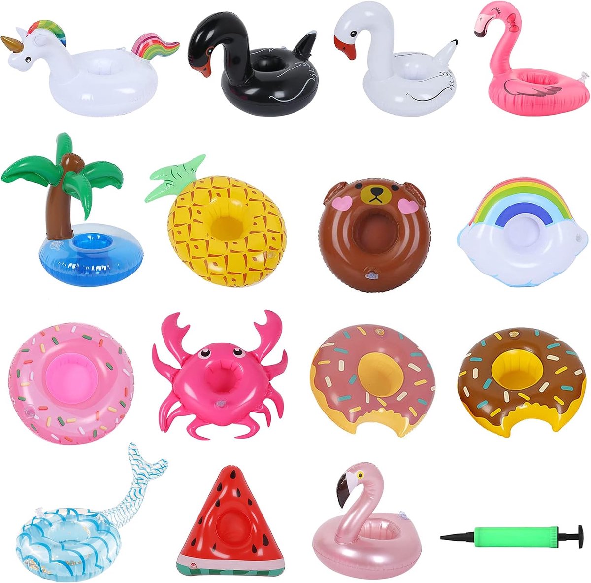 15 Pcs Inflatable Pool Cup Holders Inflatable Pool Cup Holder Pool with Air Pump Flamingo Inflatable Drink Holder for - ShopVlot