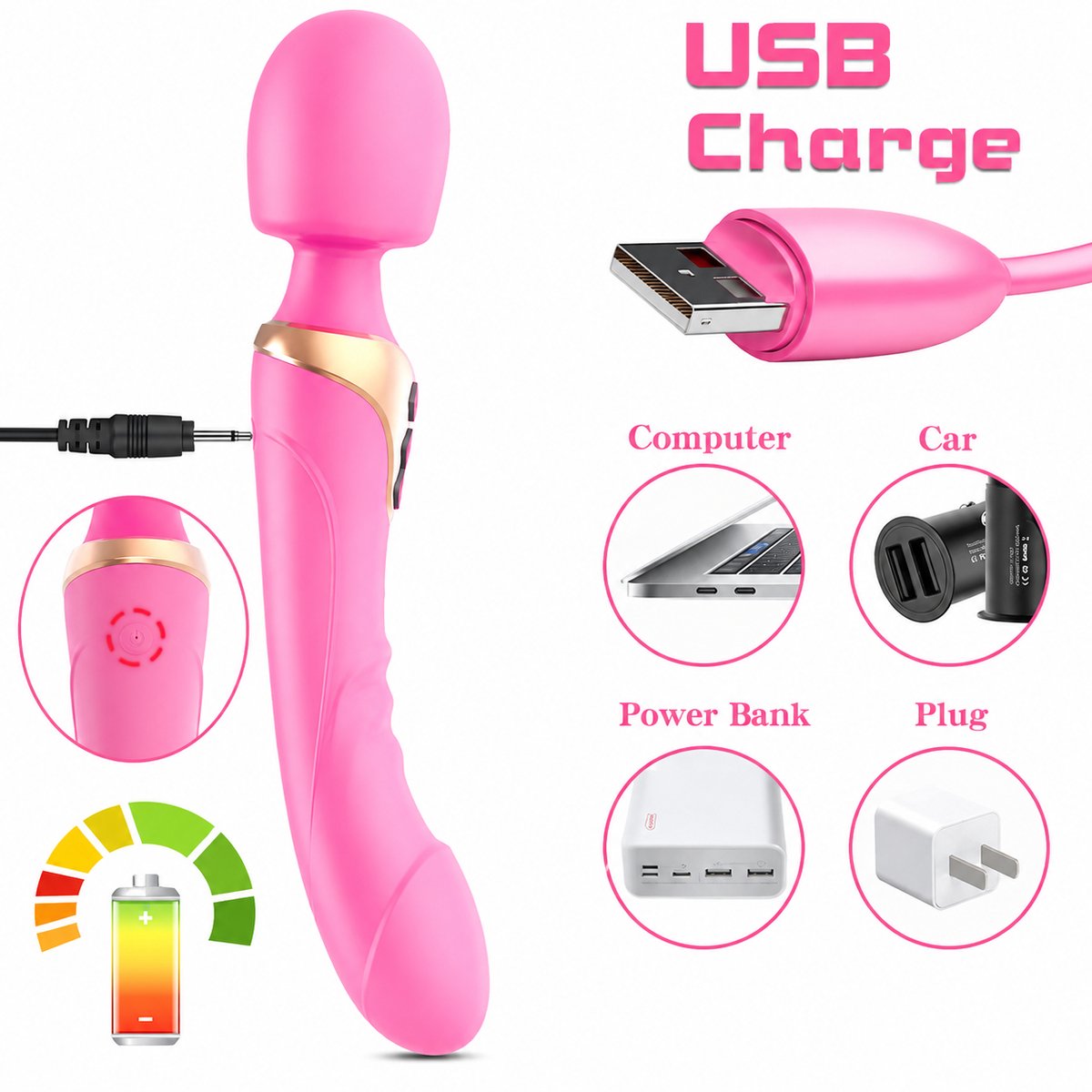 Persoonlijke Massager Roze – Intieme Wellness Vibrator – Draadloos Massageapparaat voor Volwassenen – Compact en Ergonomisch