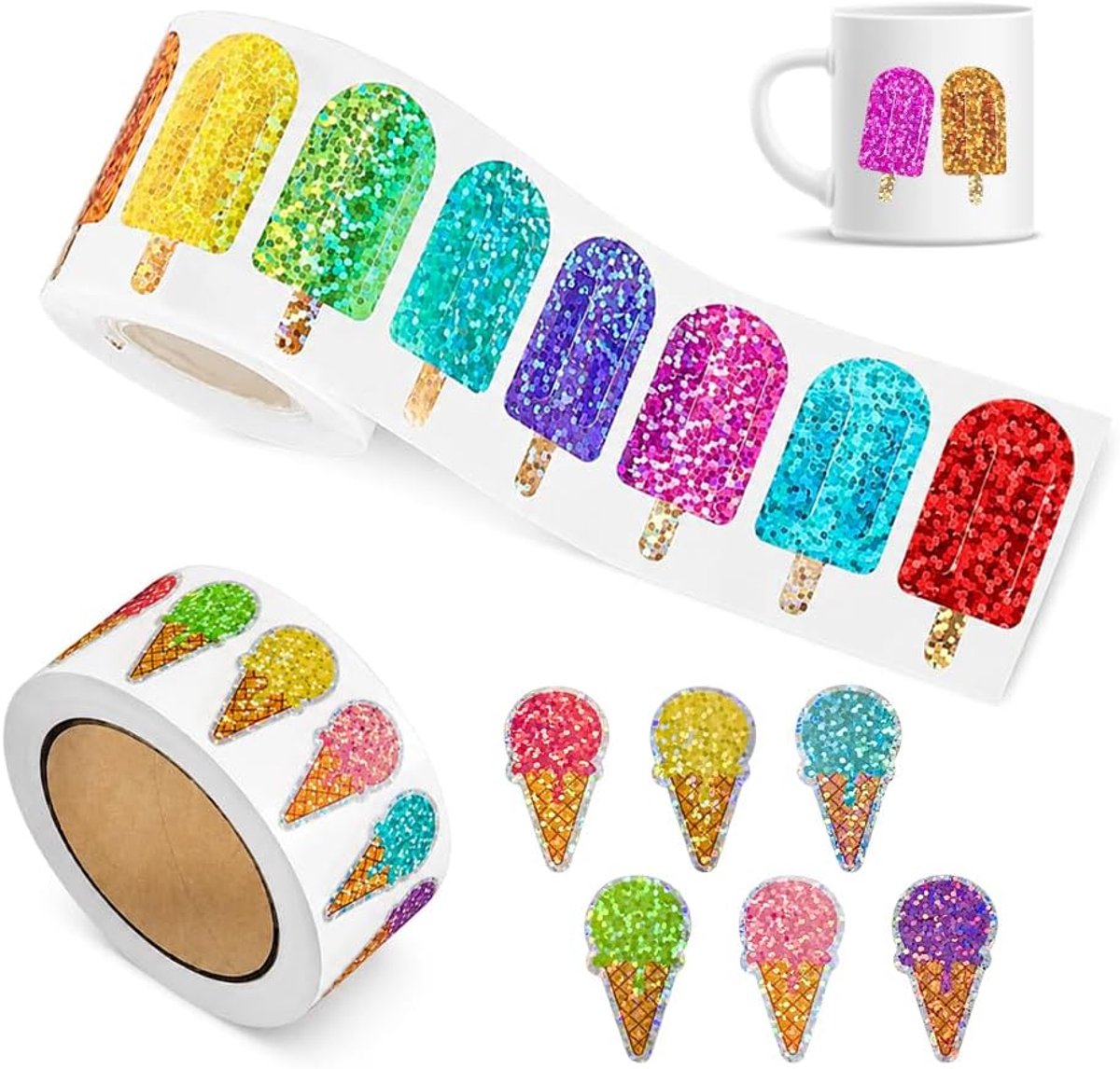 IJsstickers, 1000 stuks, esthetische zomer - ShopVlot