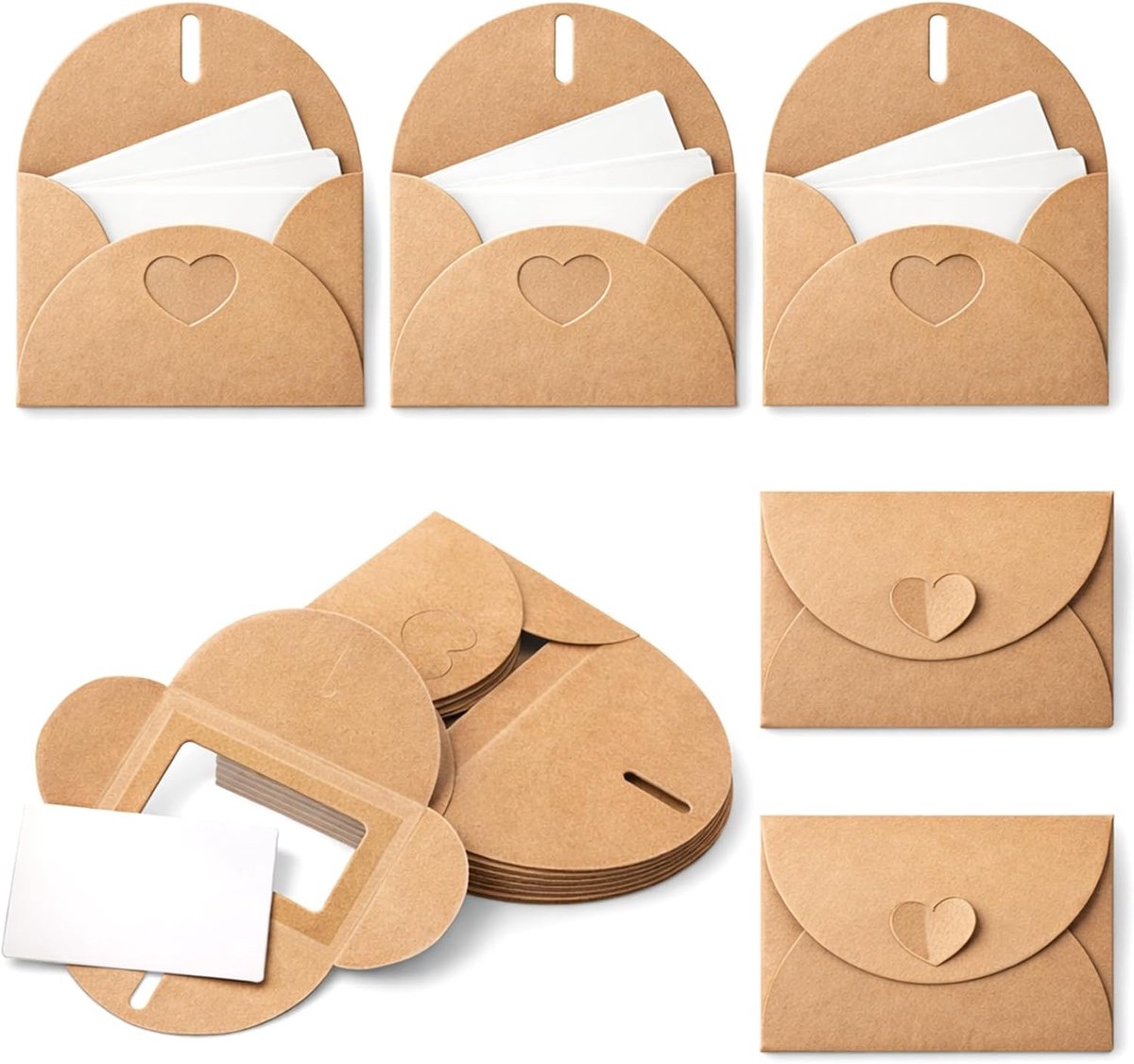 Mini-enveloppen, 30 stuks, mini-enveloppen met blanco kaarten, cadeaukaarten - ShopVlot