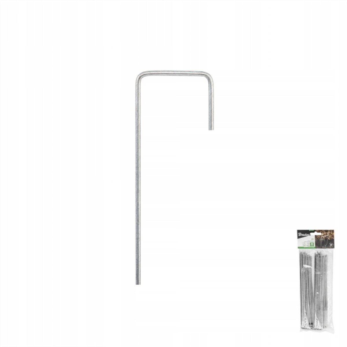 20x J-vormige metalen grondpennen voor agrotextiel, 15cm