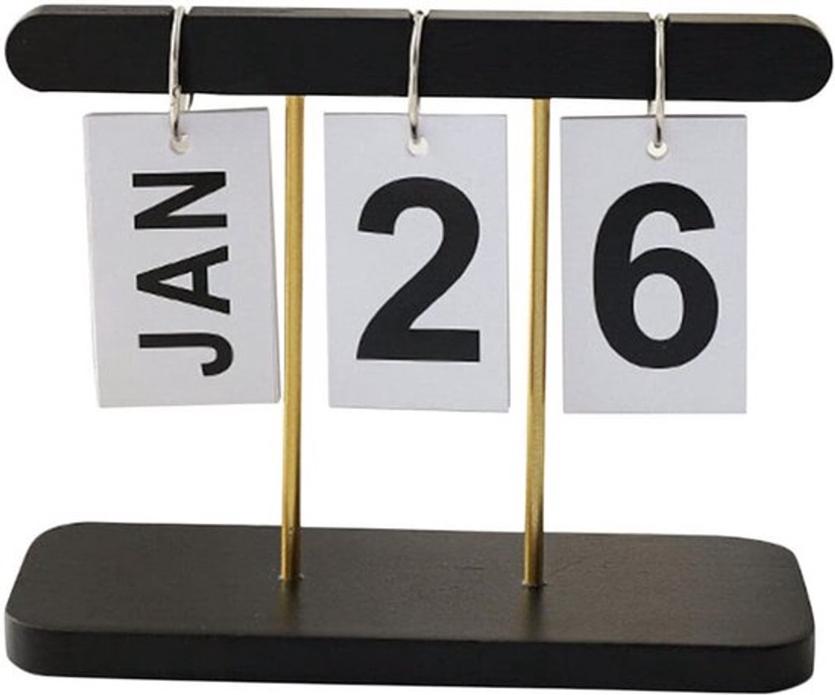 Kalenderornament - Bureaukalender - 20×8×13.5cm - Vintage Jaarkalender - Herbruikbaar Decoratie voor Kantoor en Thuis - Eenvoudige Maand- en Datumweergave - Ruimtebesparend Ontwerp - Cadeau voor Nieuwe Woning - Zwart