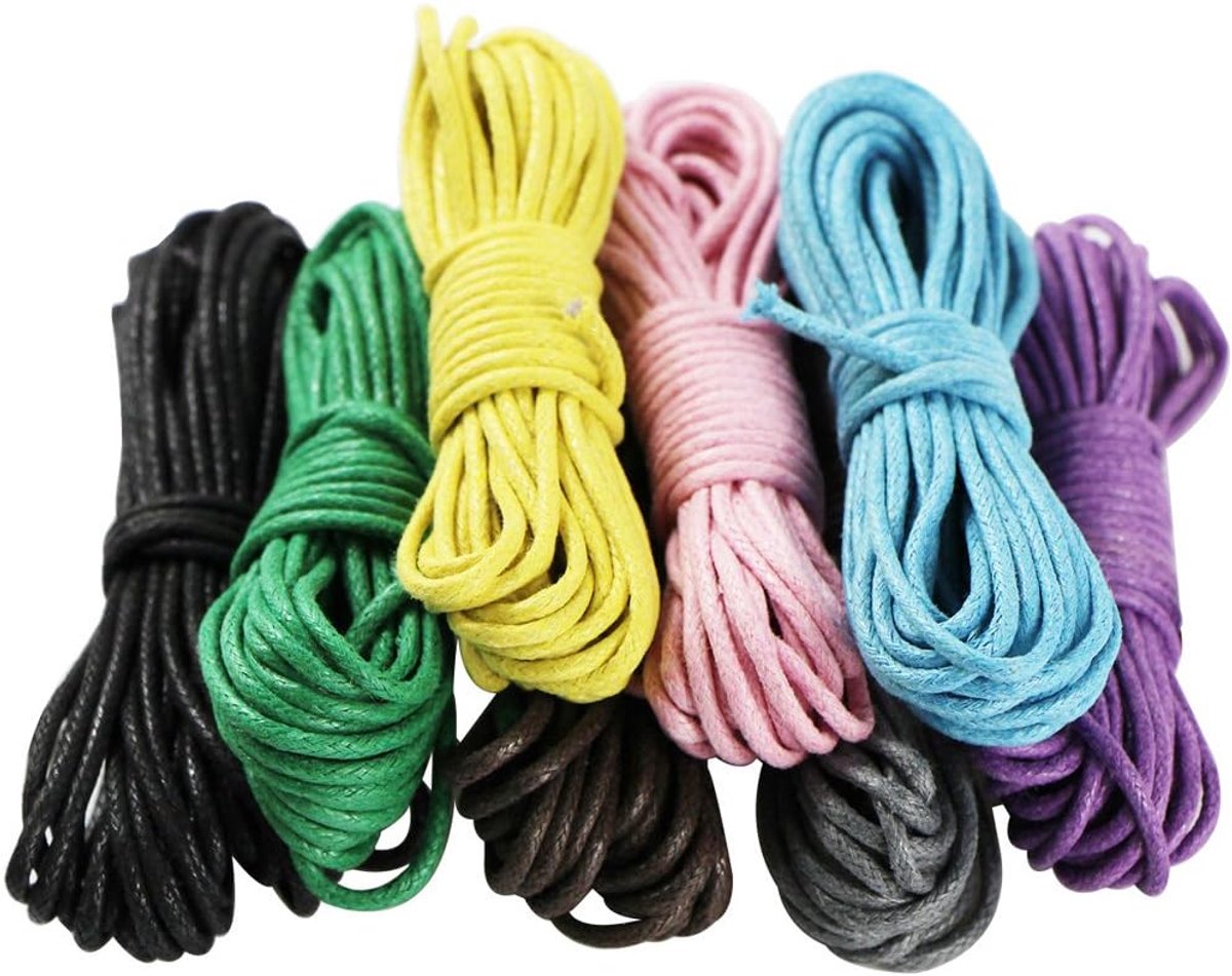 8pcs Colorful Washband, Cotton Cord Waxed for Dog Collar, Necklace, DIY Jewelry Making (2mm, Mixed Color) - ShopVlot