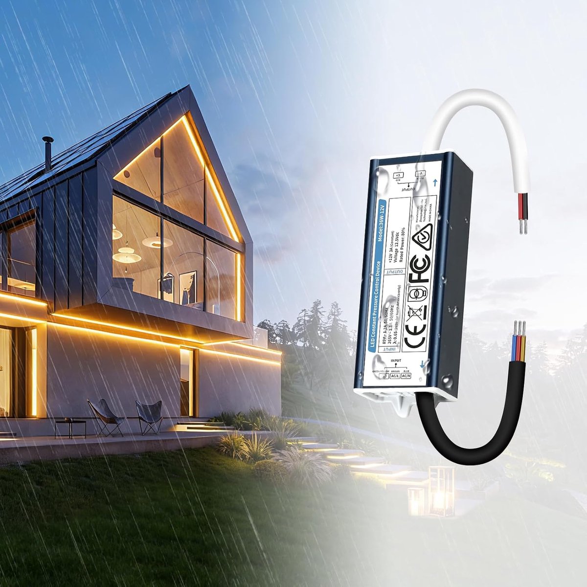 KSIBNW LED Transformer 12V 36W 3A Power Adapter IP67 Waterproof Outdoor Transformer, Driver 230V AC to DC 12Volt - ShopVlot