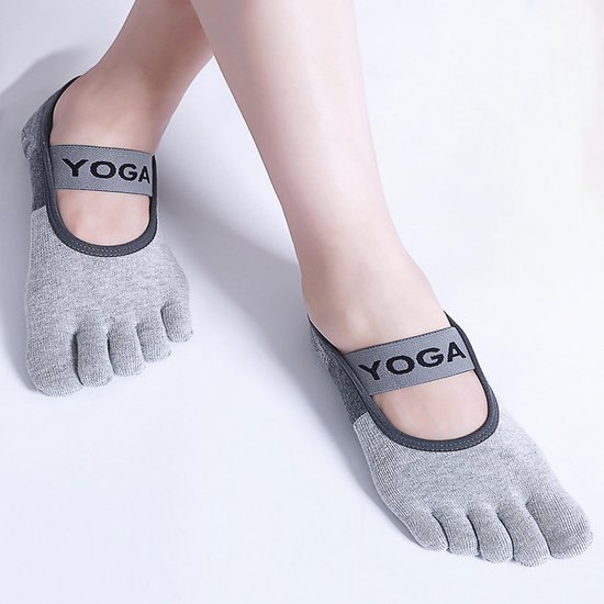 3 stuks - Vijfvingersokken - Yogasokken - Pilatessokken - Yogasokken voor dames - Antislipsokken - Ballerinas - Met antislipdeeltjes - Grijs - One size fits all - Essentiële schoenen voor sport en fitness — afbeelding 3