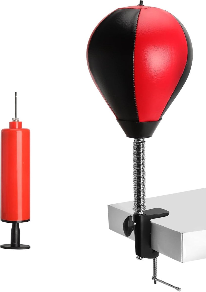 Boksbal, tafel, bokstrainer, reflexbal, trainingsapparaat, 17 cm, speedbal met klem en veer, stabiele boksbal voor - ShopVlot