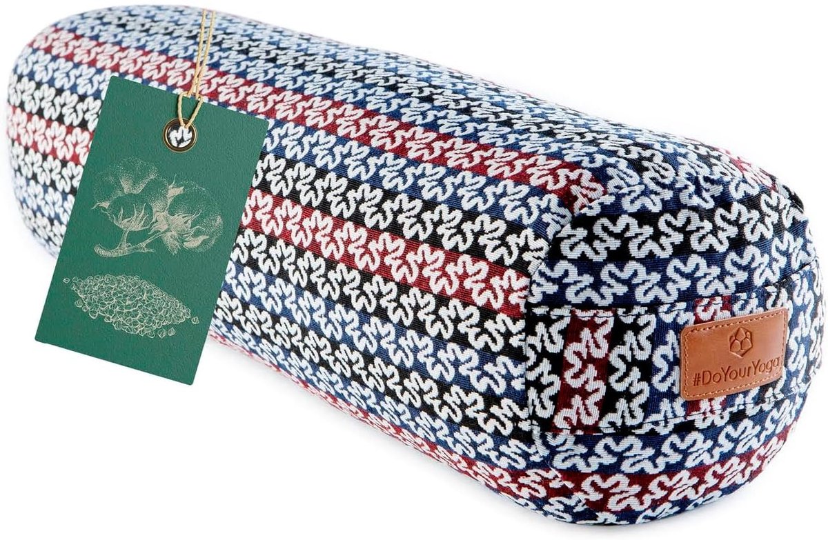 Rond Yoga Bolster - Multikleur - 68 x 22 cm - Meditatiekussen met Bio-Organische Speltvulling - Voor Yoga en Meditatie