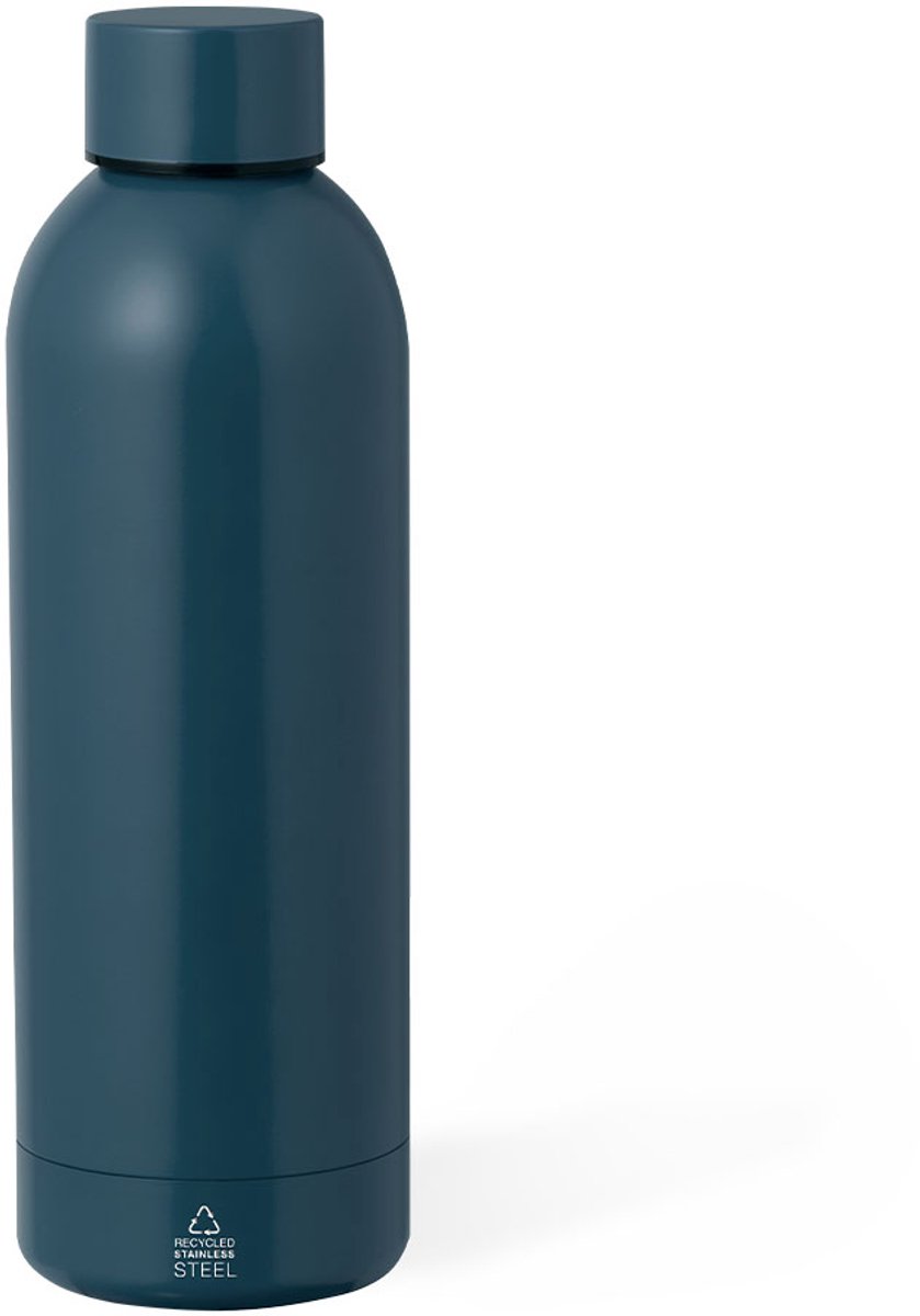 Thermische fles van gerecycleerd roestvrij staal met dubbele laag. Capaciteit van 550 ml Keono Marine Blauw