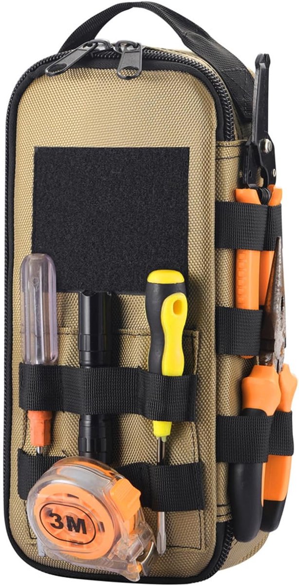 Tactische gereedschapstas voor heren, 30,5 cm, kleine gereedschapstas van Oxford-stof, riem, multivakken, pennenetui - ShopVlot