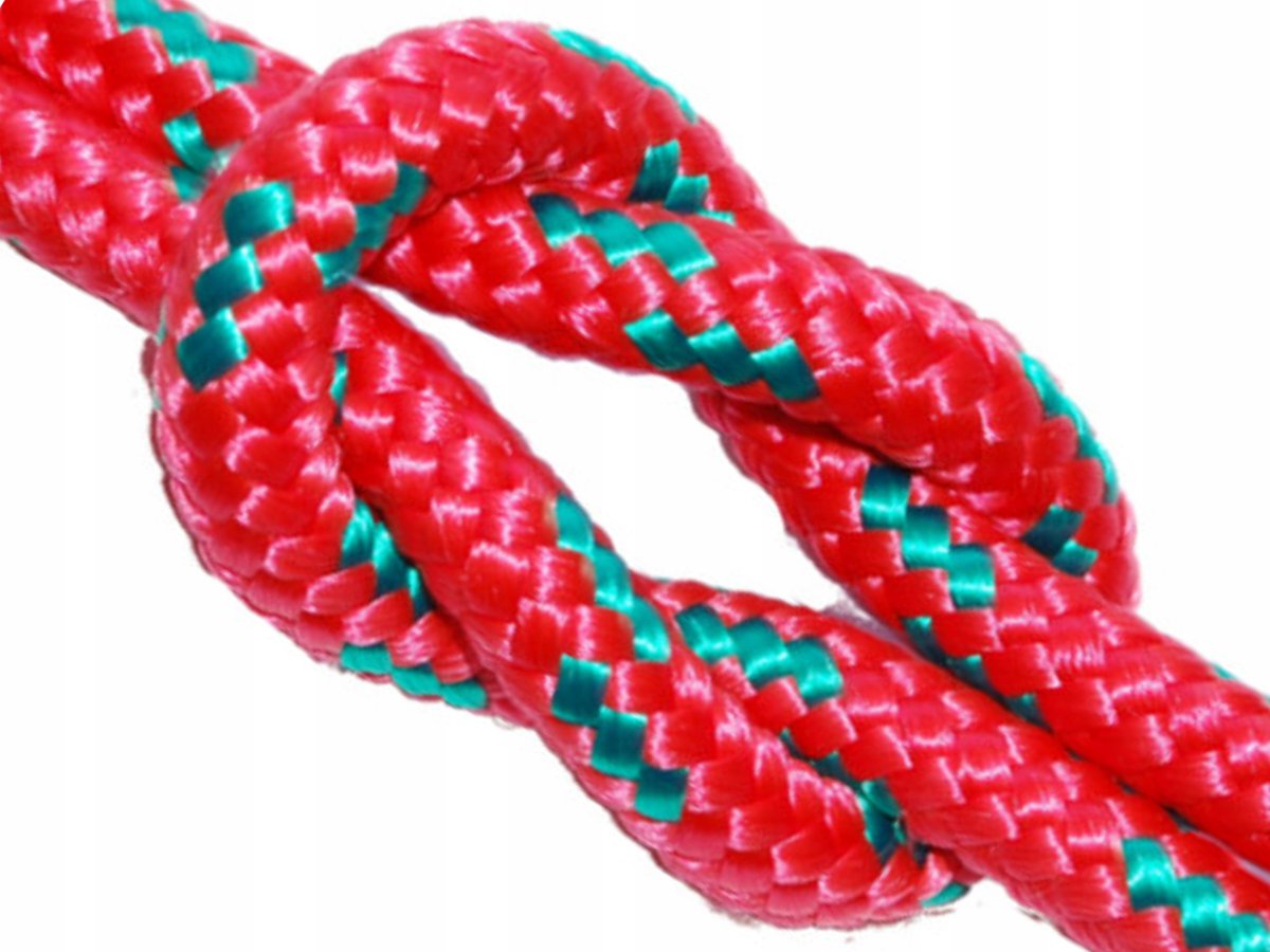 Gevlochten Polypropyleen Touw 5 mm - Rood met Groene Streep