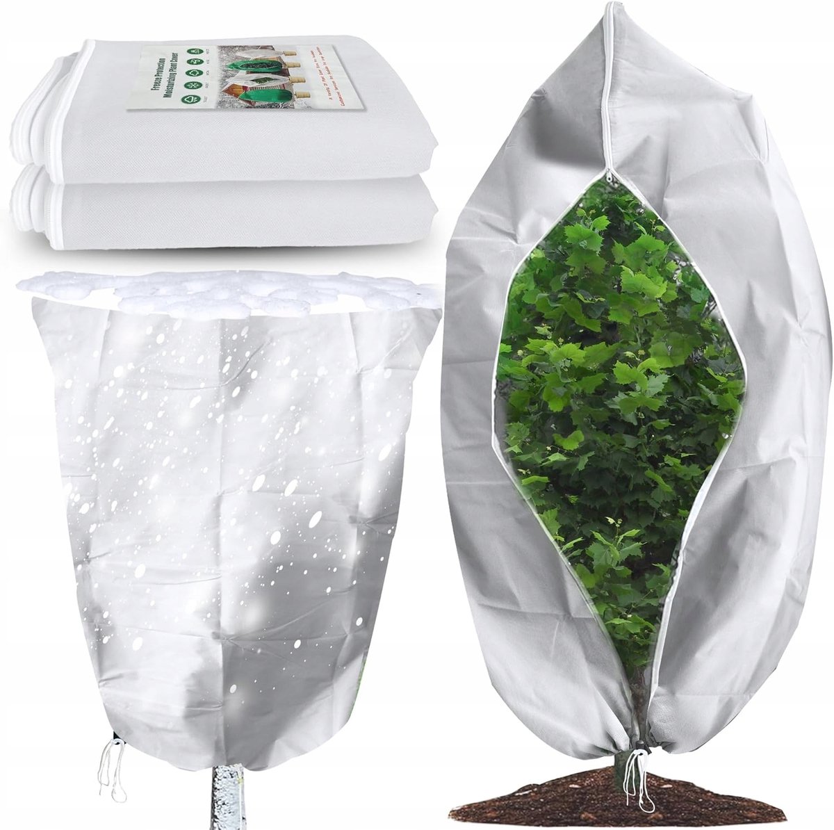 Beschermhoes voor planten tegen vorst, 180x120cm, 2 stuks met rits