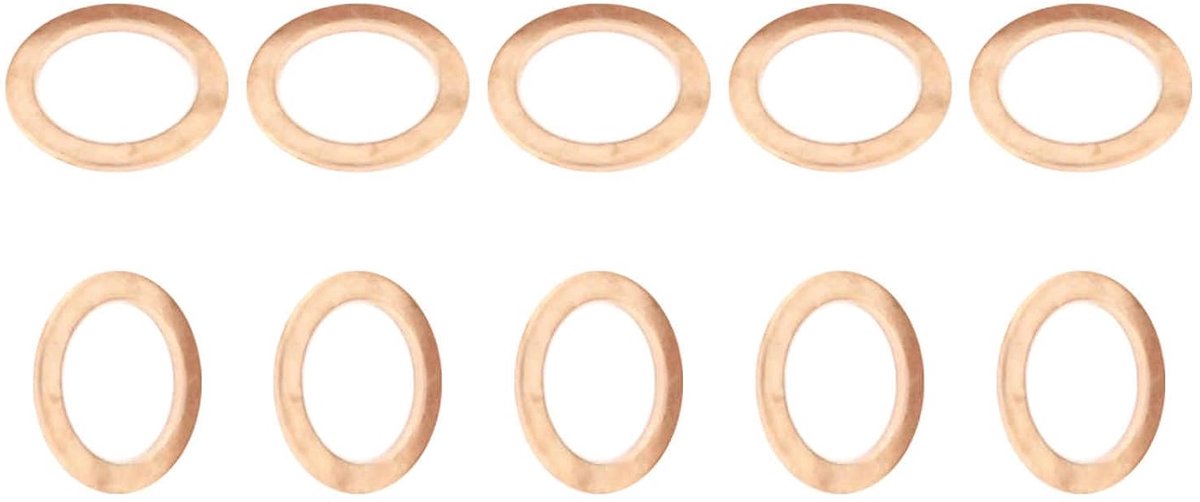 Koperen afsluitringen 10mm x 14mm - plat - 50 stuks - geschikt voor M10 bouten - ShopVlot