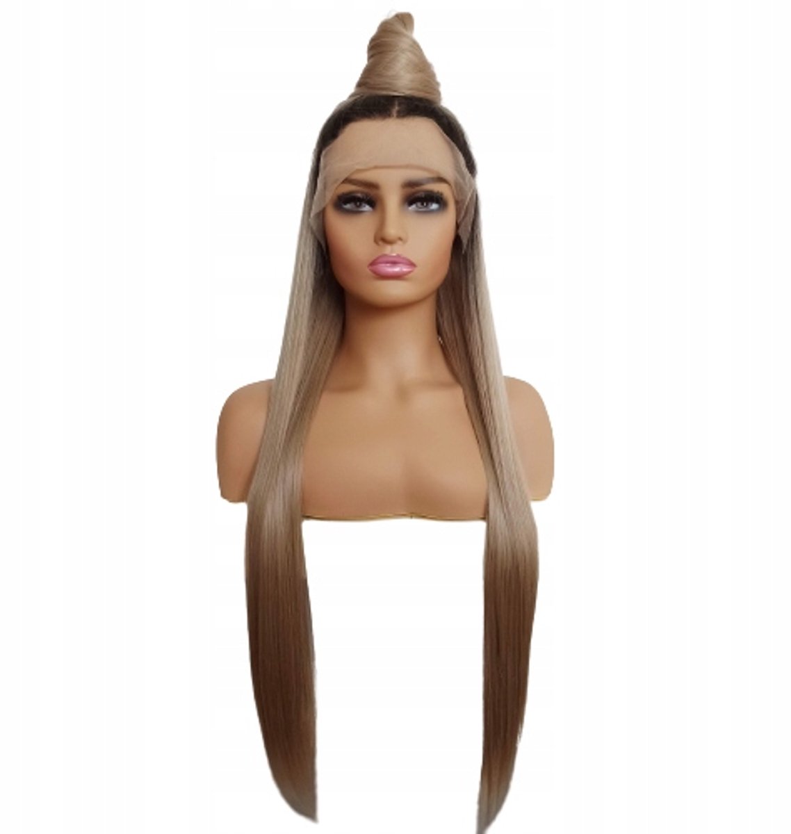 Pruik met Kant - Donkerblond - 40/55/80cm - Incl. Pruikmuts