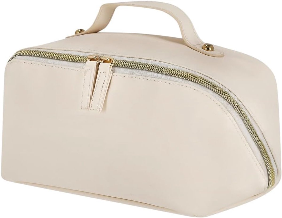 Toilettas 22 x 12 x 12 cm - PU-leer - Gouden ritssluiting - Perfect voor reizen - ShopVlot