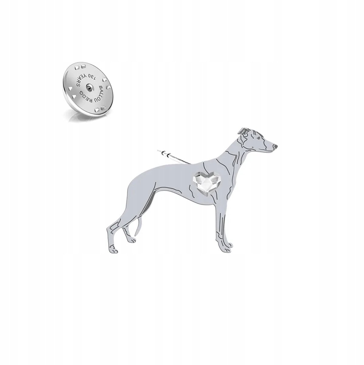 Zilveren Whippet Broche 925 met Kristal - Uniek Cadeau