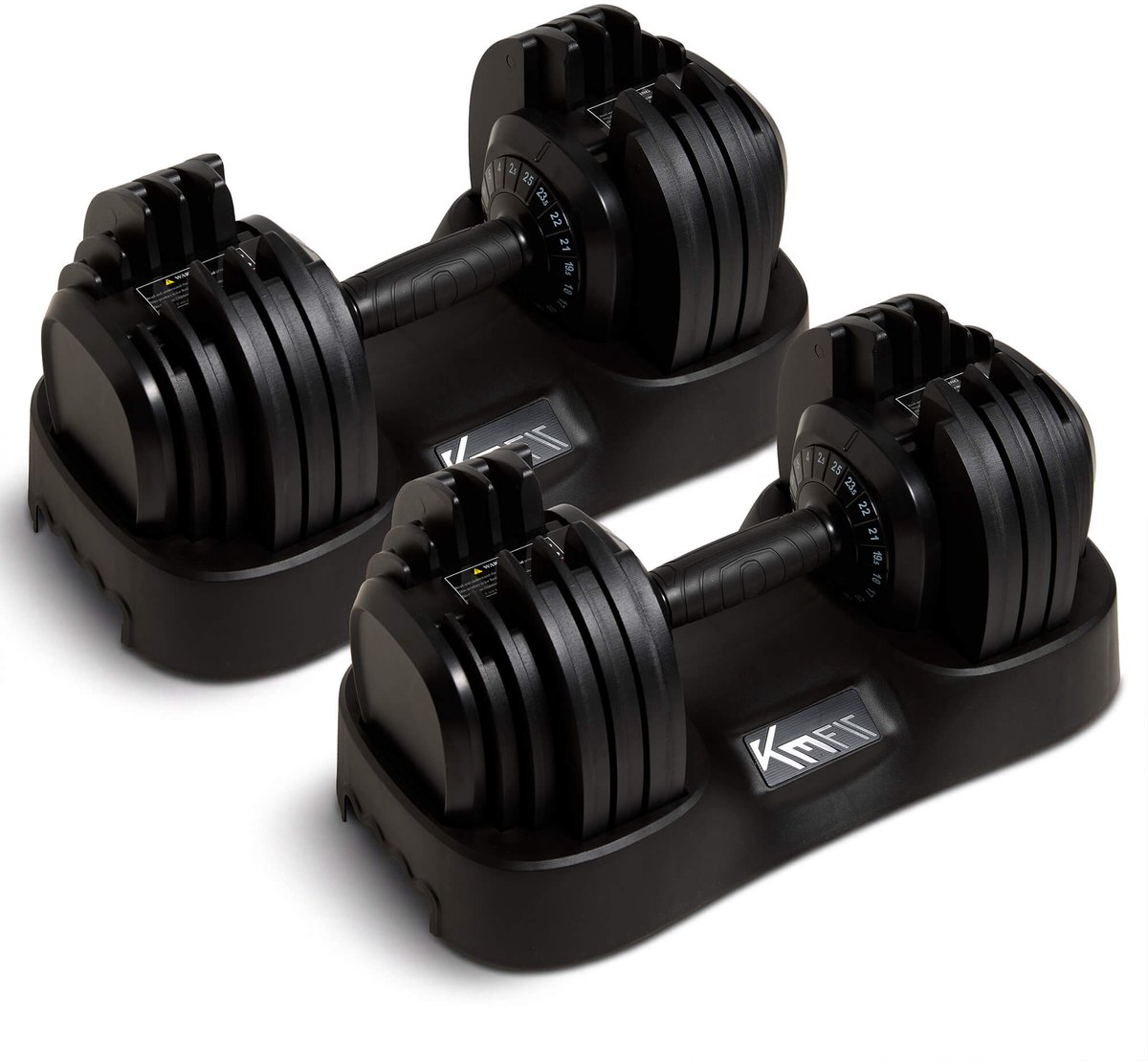 KM-Fit set van 2 Verstelbare Dumbbell 2,5-25kg, 18 Niveaus, Fitness met Basis