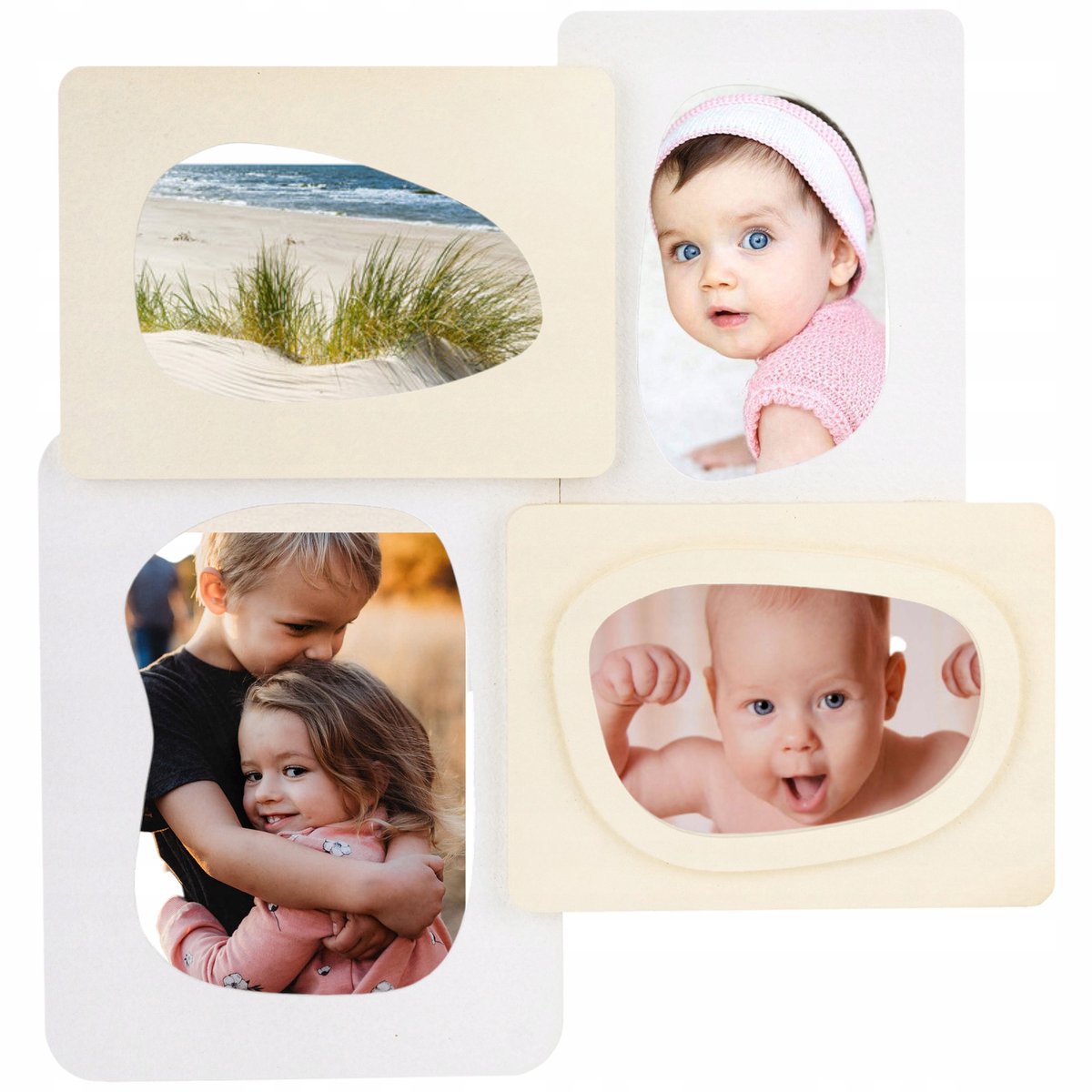 Multifoto fotolijst 10x15 cm, beige, wanddecoratie