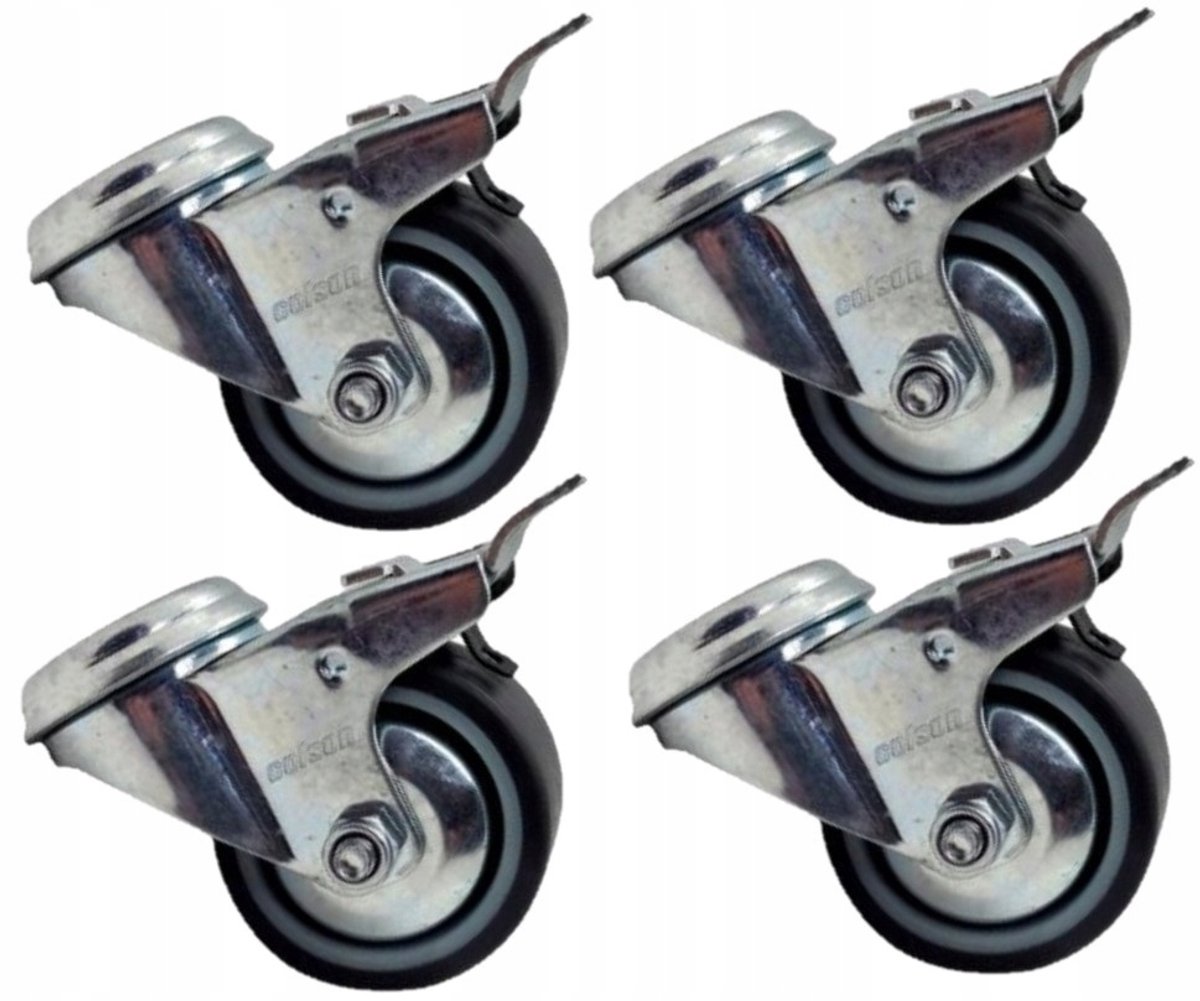 4x Zwenkwielen met Rem 125mm - 360kg Draagvermogen