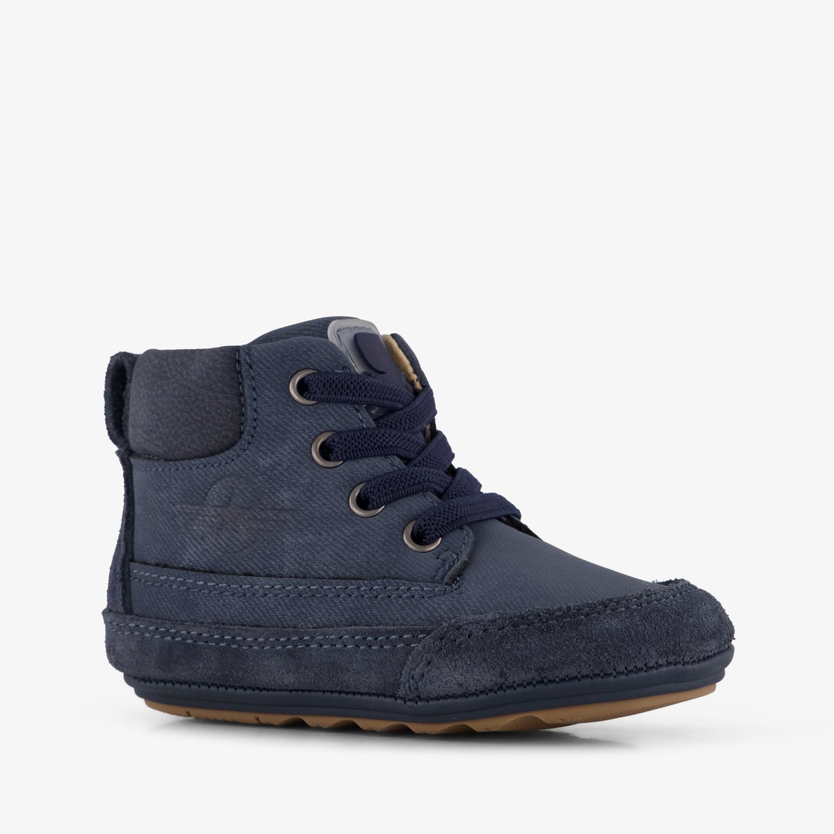 Groot leren babyschoenen donerkblauw - Maat 19 - Uitneembare zool - In cadeauverpakking
