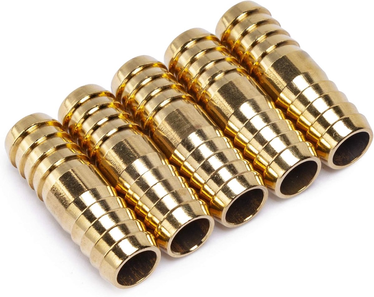 Generic Brass BSP Barb Splicer Mender Attachment Air Water Fuel Boat 12mm Hose ID 5 pcs. - ShopVlot
