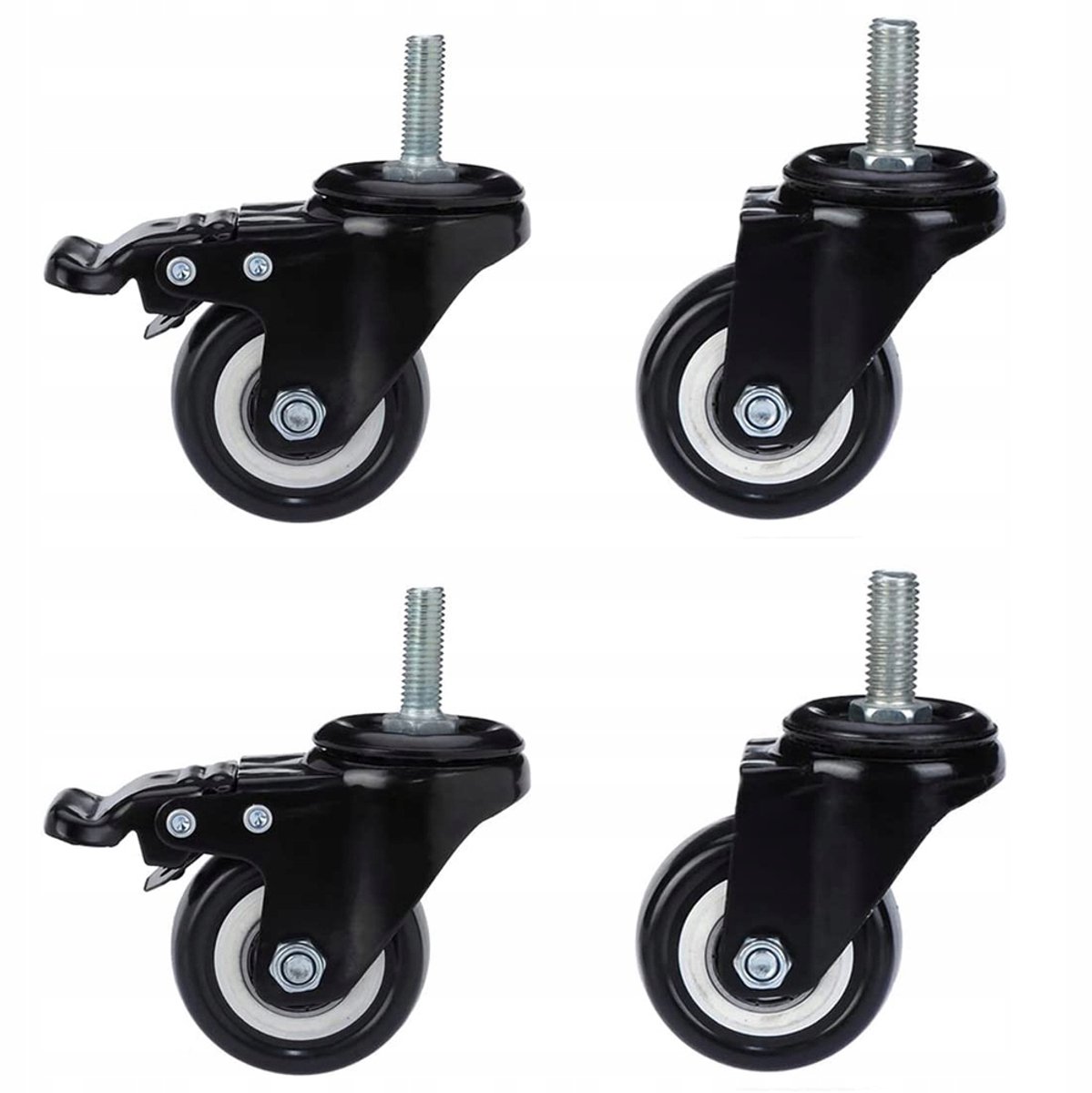 Draaiende Wielen met Rem, 40mm, 4 Stuks - Merkloos