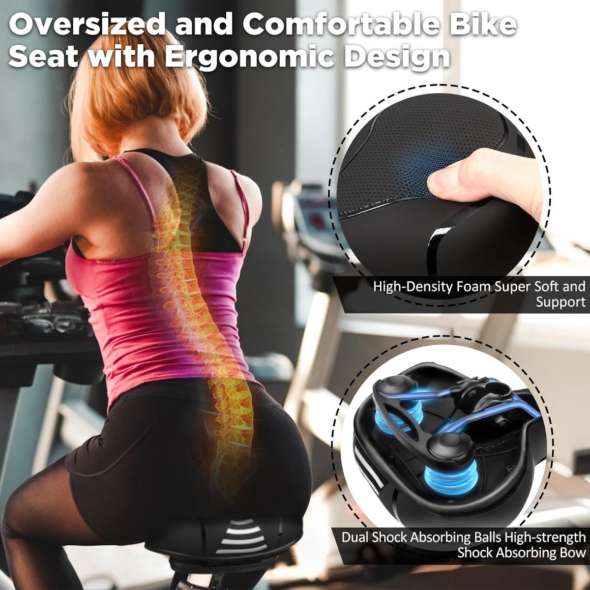 Fietszadel voor mannen en vrouwen - Ergonomisch geheugenfoam - Ademend en schokabsorberend - Pijnvrij fietsen