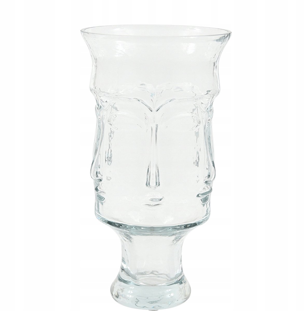 Glazen Vaas in Gezichtsvorm - Transparant, 28 cm Hoog