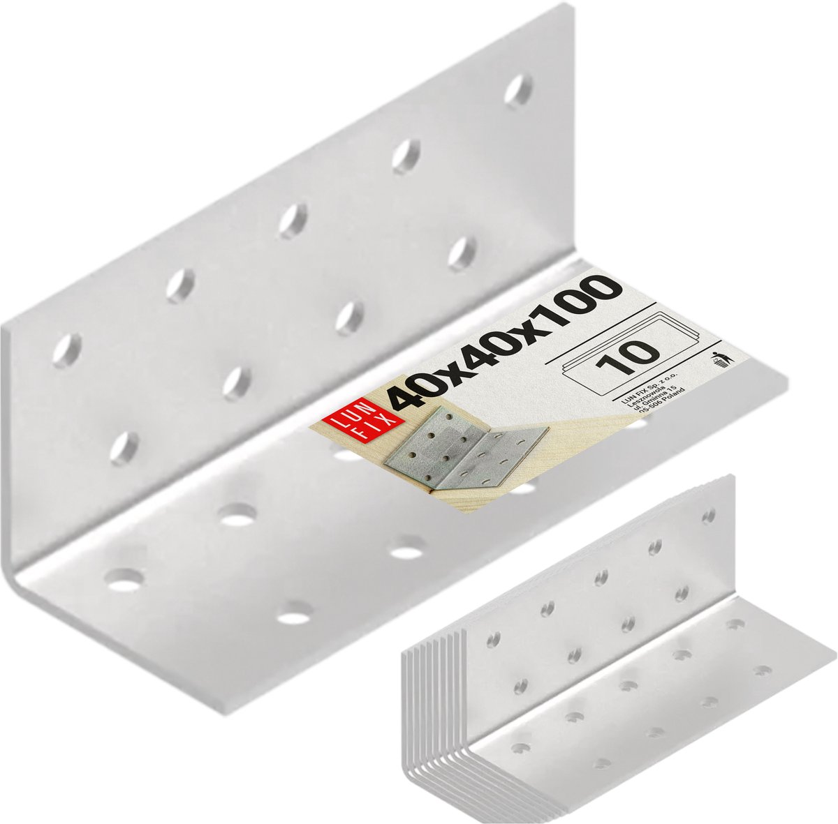LUN FIX - Montagehoek 40x40x100x2mm - 10 Stuk