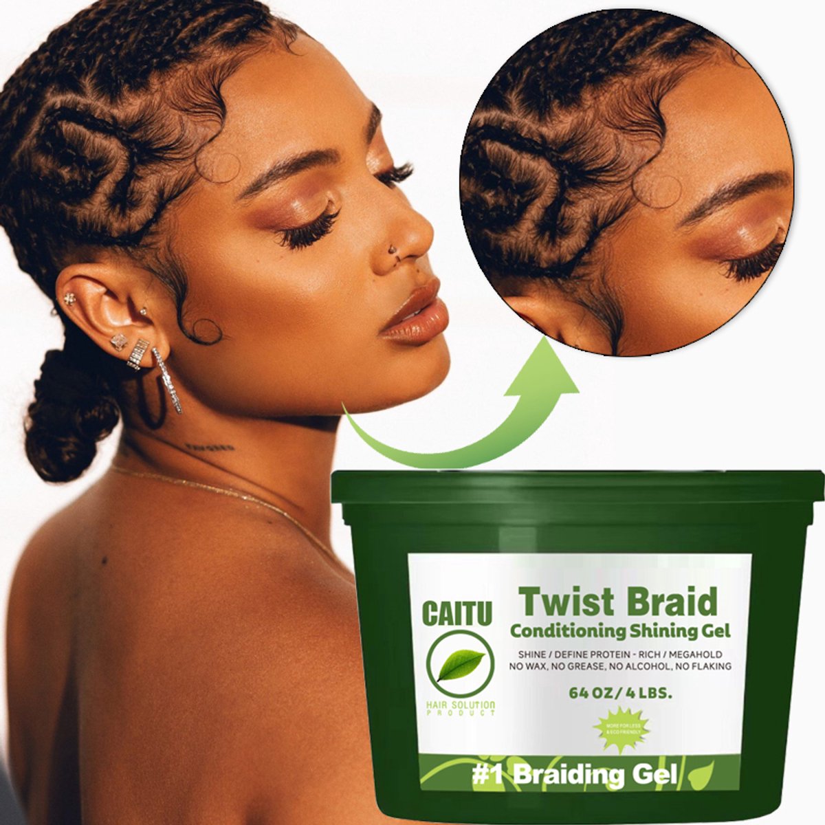 Edge Braiding Gel Hair Braid Styling Strong Hold Big Size Braiding Neat Gel (450ml)