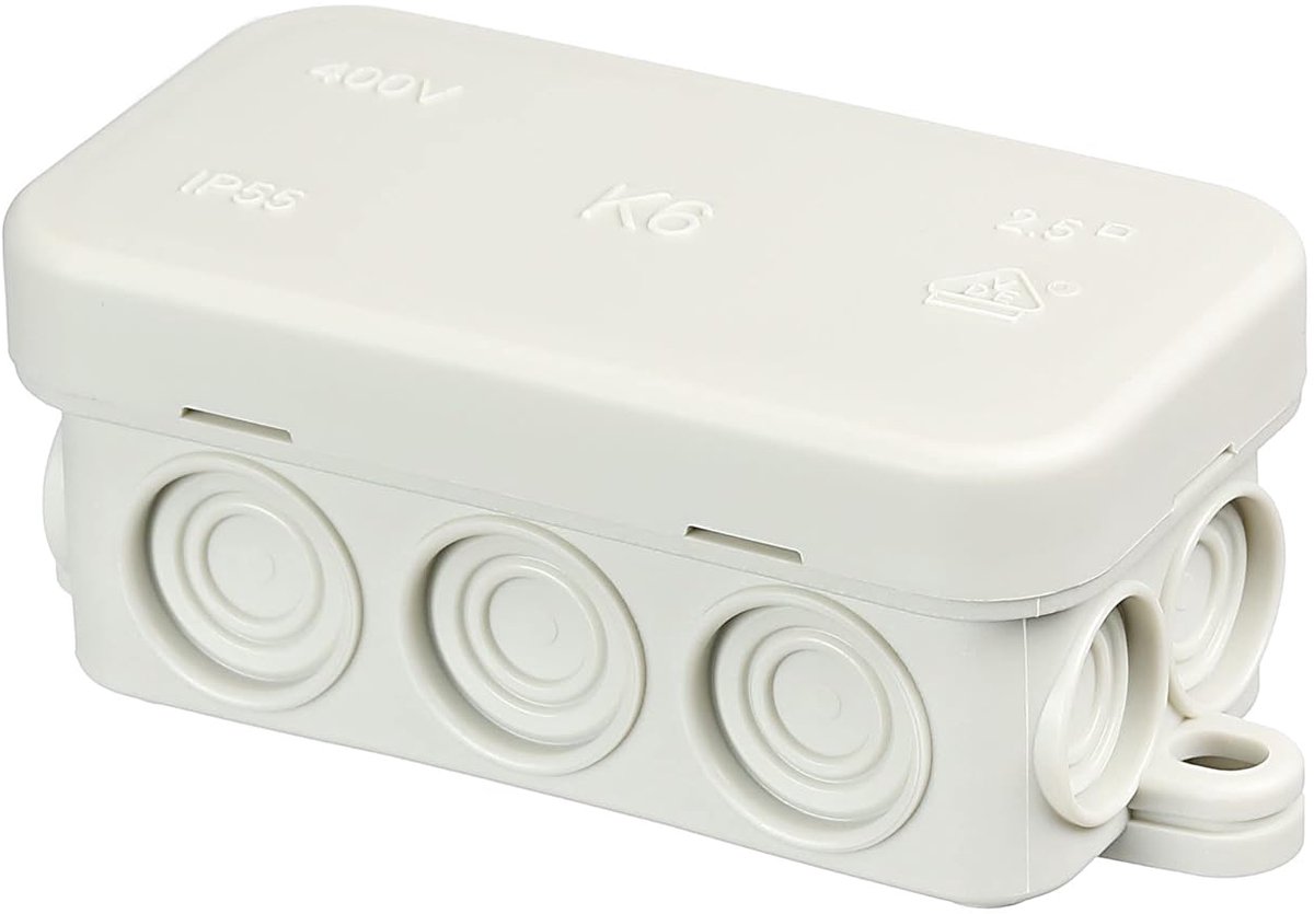 Aansluitdoos voor natte ruimten - 80x43x34 mm - Lichtgrijs - IP55 bescherming, eenvoudig te monteren - ShopVlot