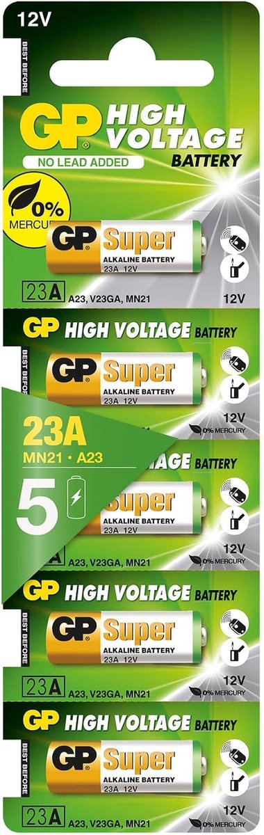 Alkaline batterij 23A 12V - 5 stuks - Lange levensduur - Ideaal voor afstandsbedieningen - ShopVlot