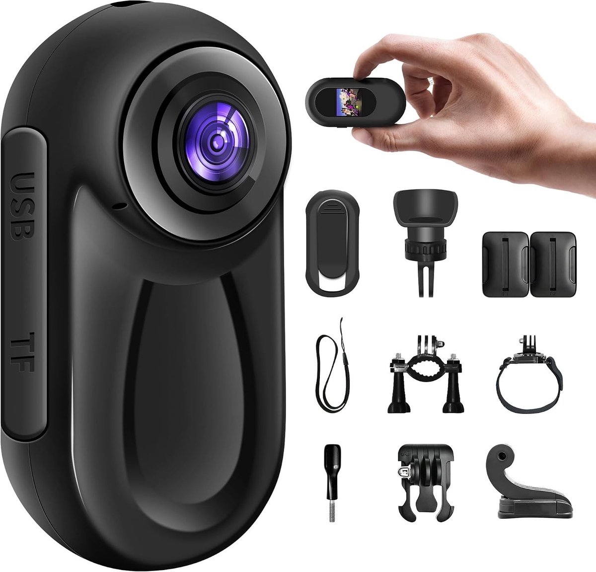 Mini Actie Camera - Zwart - Compact - 1080p HD Bodycam met Accessoires - Voor Motoren en Huisdieren
