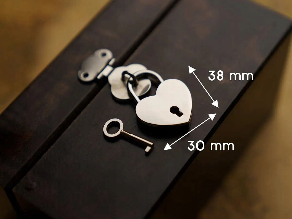 Decoratieve Hartvormige Hangslot Zilver 38x30 mm met Sleutel