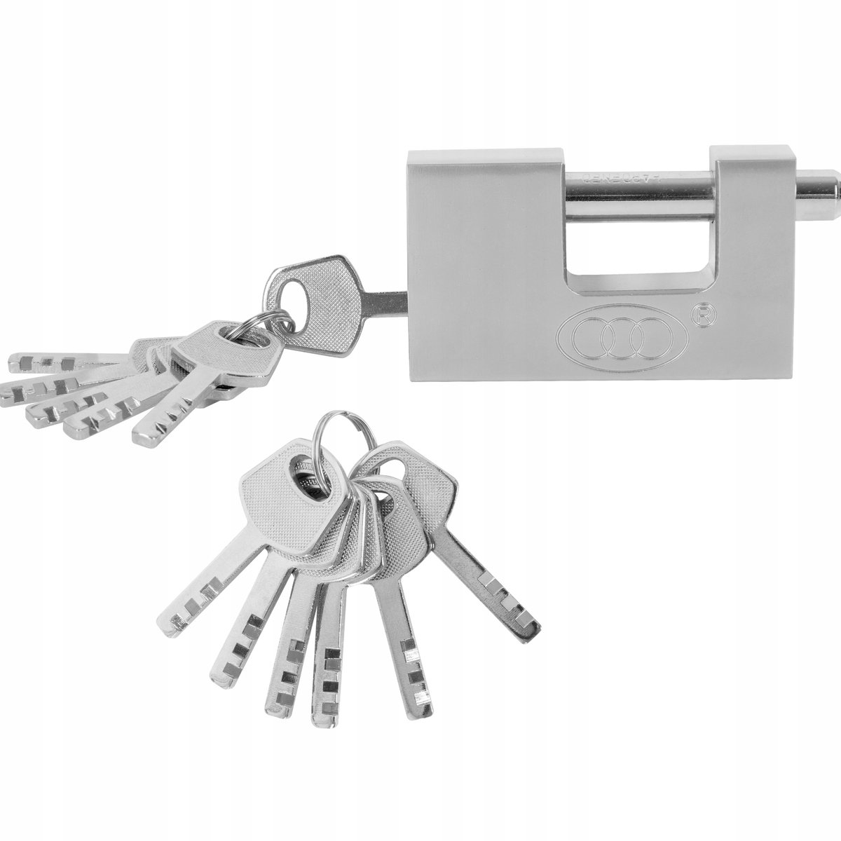Merkloze Stalen Beitslot - 80mm Nikkel Finish, 12 Sleutels