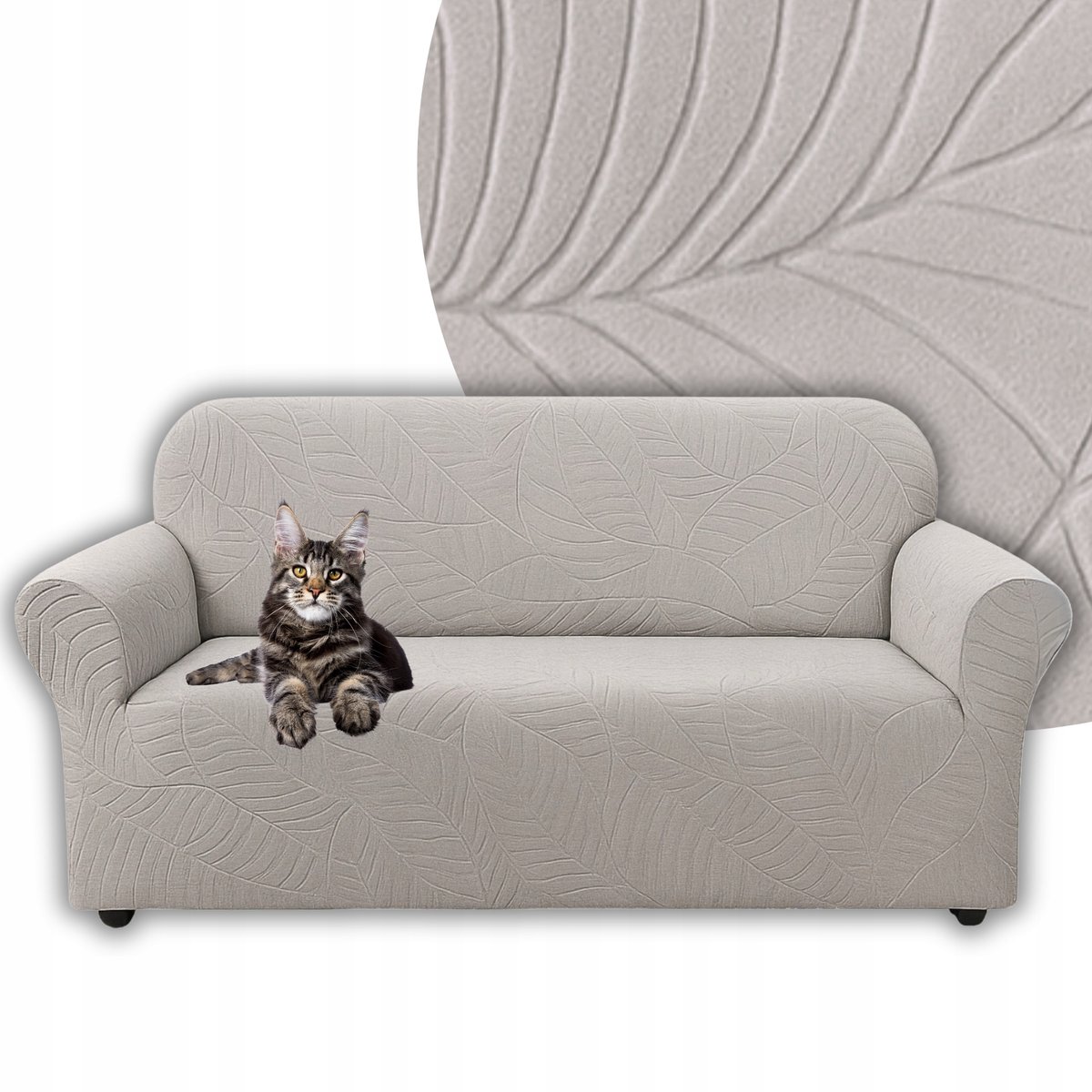 Merkloos Elastische Bankhoes Jacquard Grijs 190-230cm