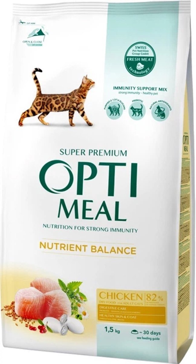 Optimeal OptiMeal volledig uitgebalanceerde voeding met kip – volwassen katten 1,5 kg