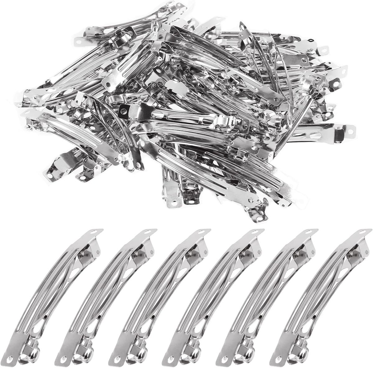 80Pcs 3 Inch French Barrette Hair Clips, 80mm Metal Empty Hair Clips For Salon And Women Girls Hair Bows DIY Projects - ShopVlot